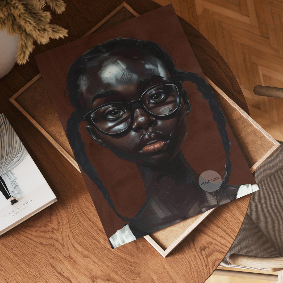Little Black Girl Wall Art Framed: Afrocentric, African American Children Canvas Print