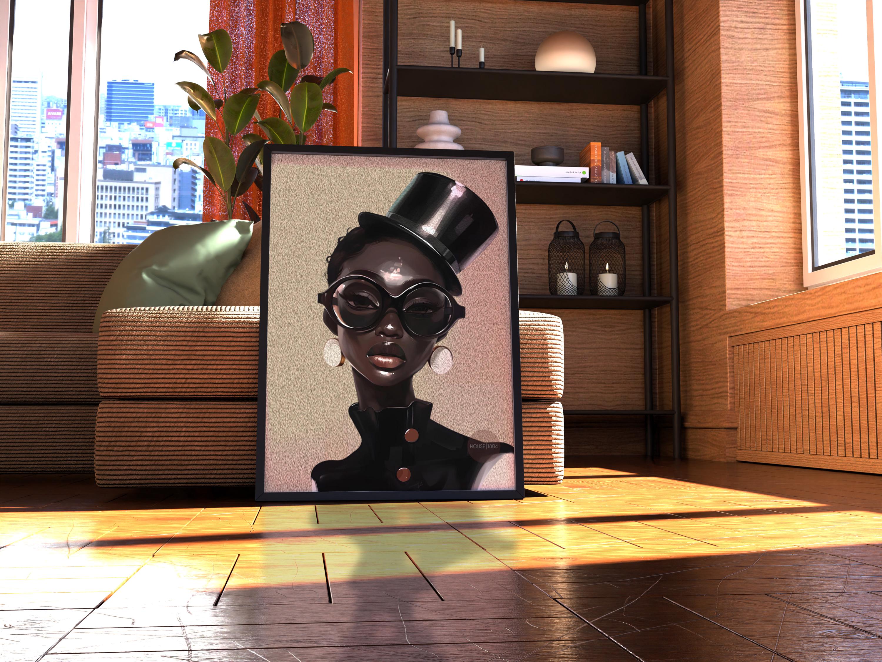 Abstract African American Fashion Artwork, Black Woman Fine Art