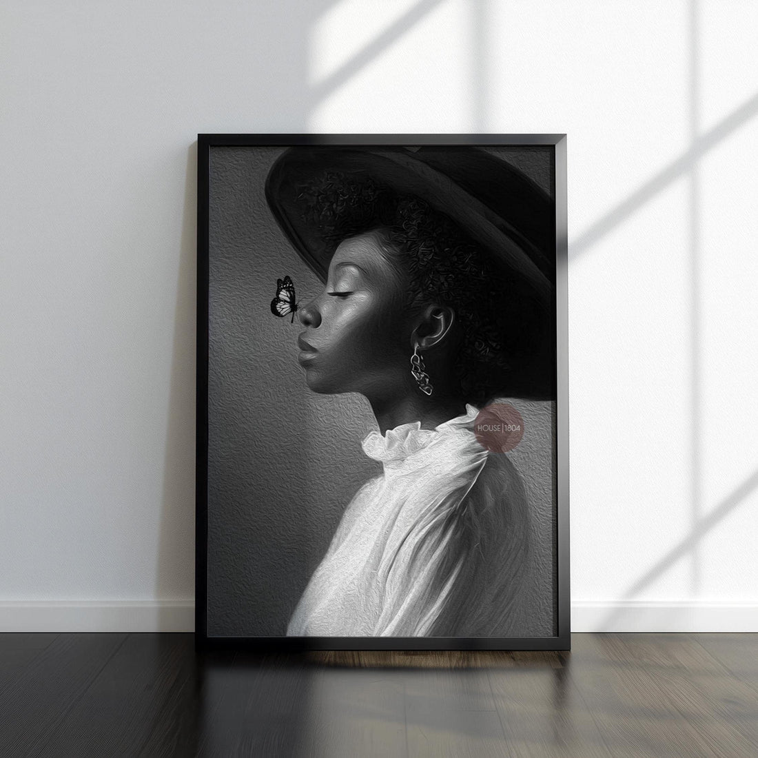 Monochrome Black Woman Portrait Canvas, Black and White Canvas