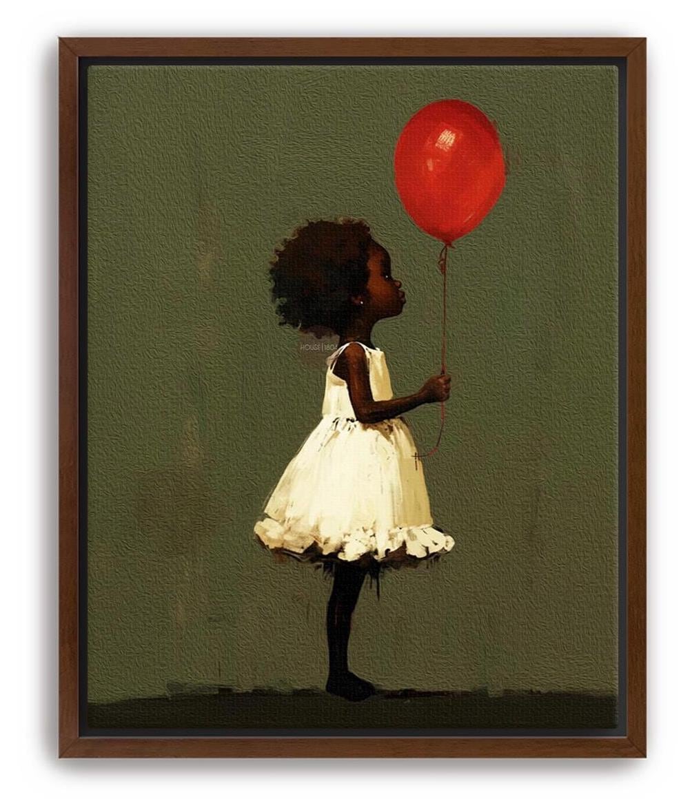 Black Girl Art, Whimsical Balloon Print | Paper Or Canvas, Nursery Wall Decor - Multiple Sizes