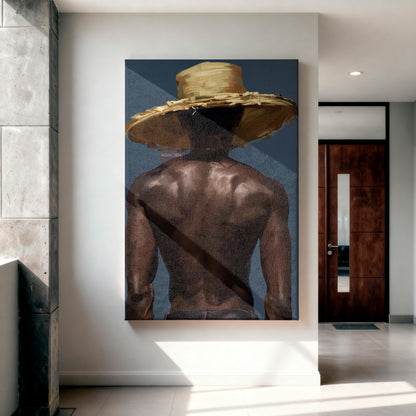 Afro Caribbean Wall Art, Island Black Man Portrait, Deep Blue Sea
