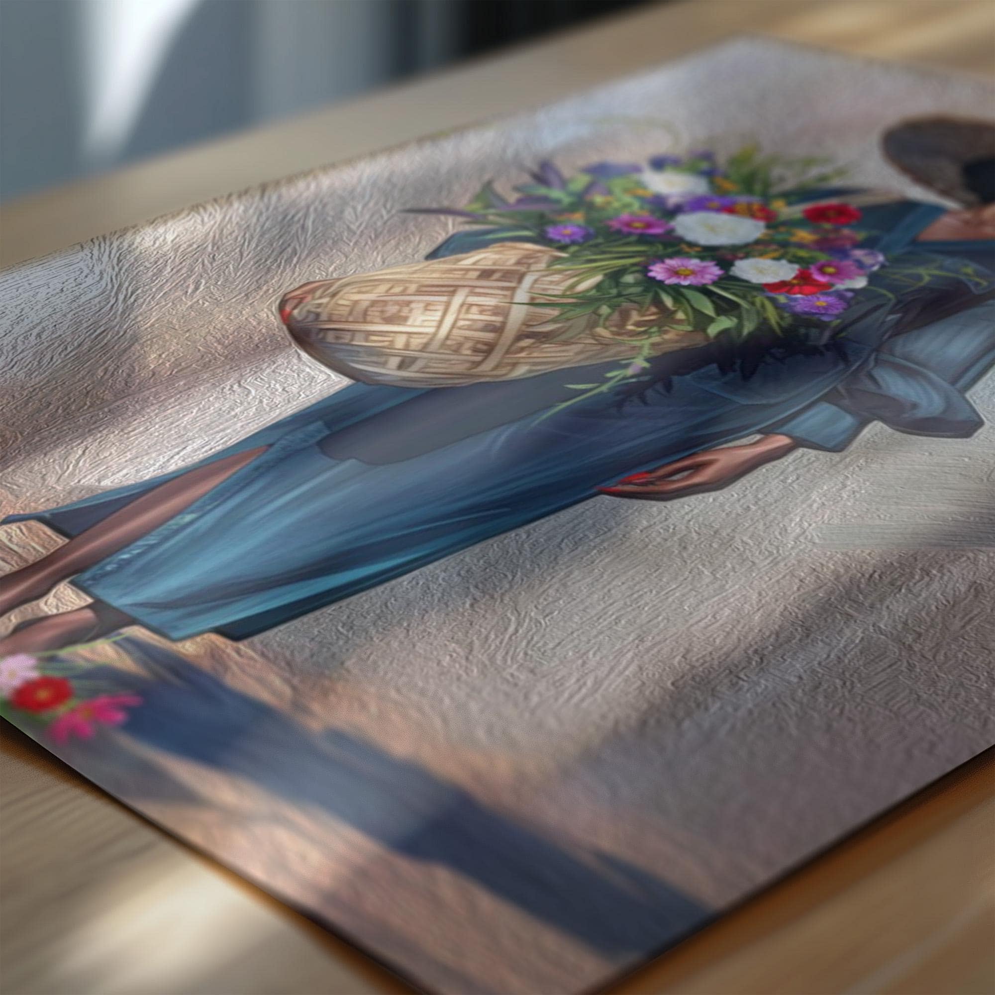 Black Woman Floral Canvas Art, Tropical Botanical Woman Portrait, Plant Lady with Flowers Canvas Art