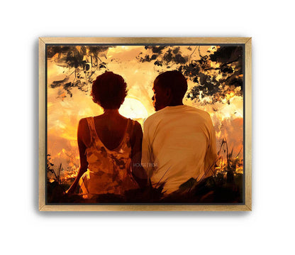 Black Love Canvas Art Print, Black Man and Woman, One Year Anniversary Gift