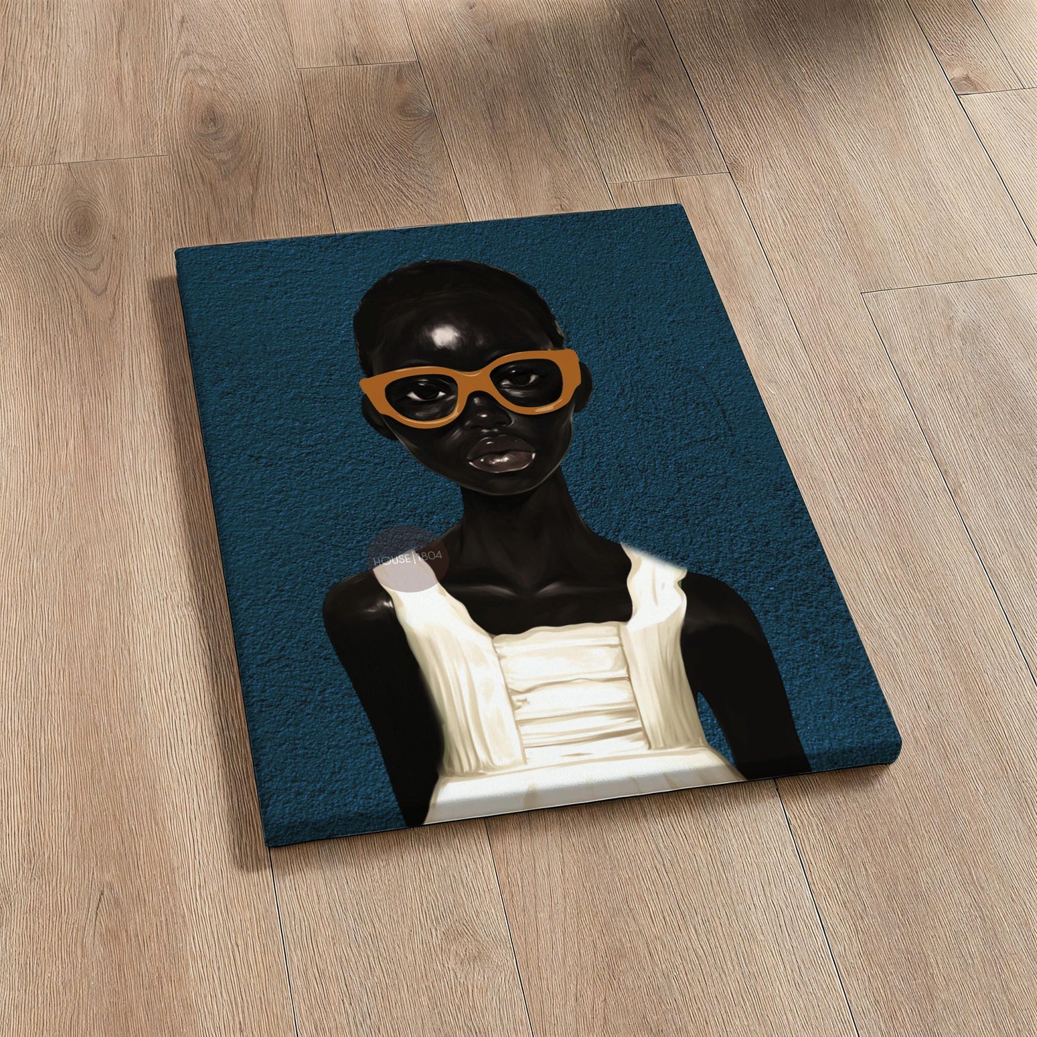Black Girl Blues Portrait Framed Canvas Art