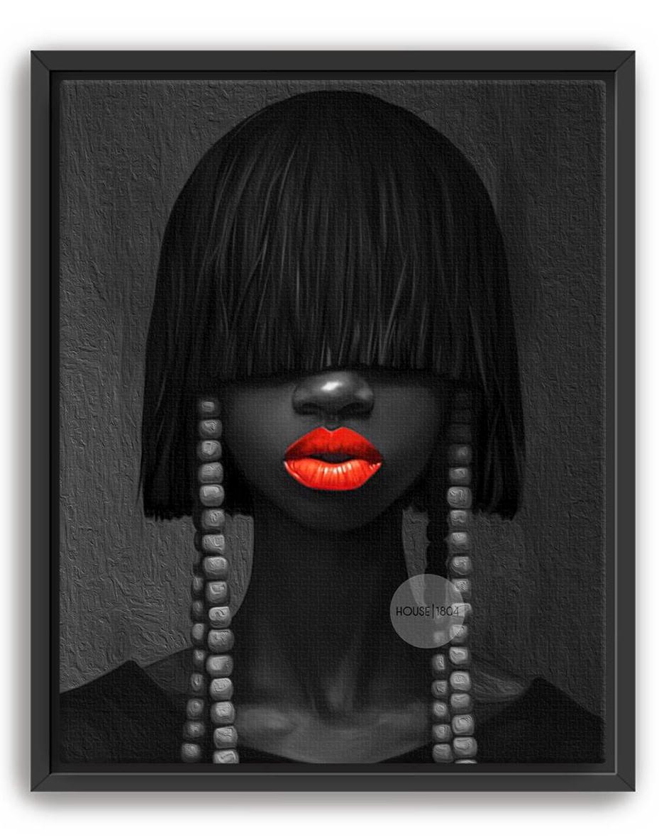 Black and White Afrocentric Woman Canvas Art