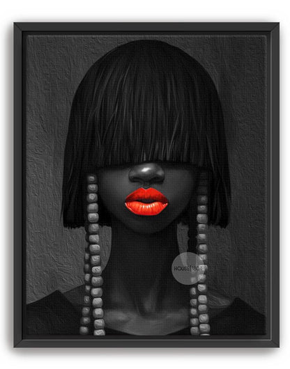 Black and White Afrocentric Woman Canvas Art