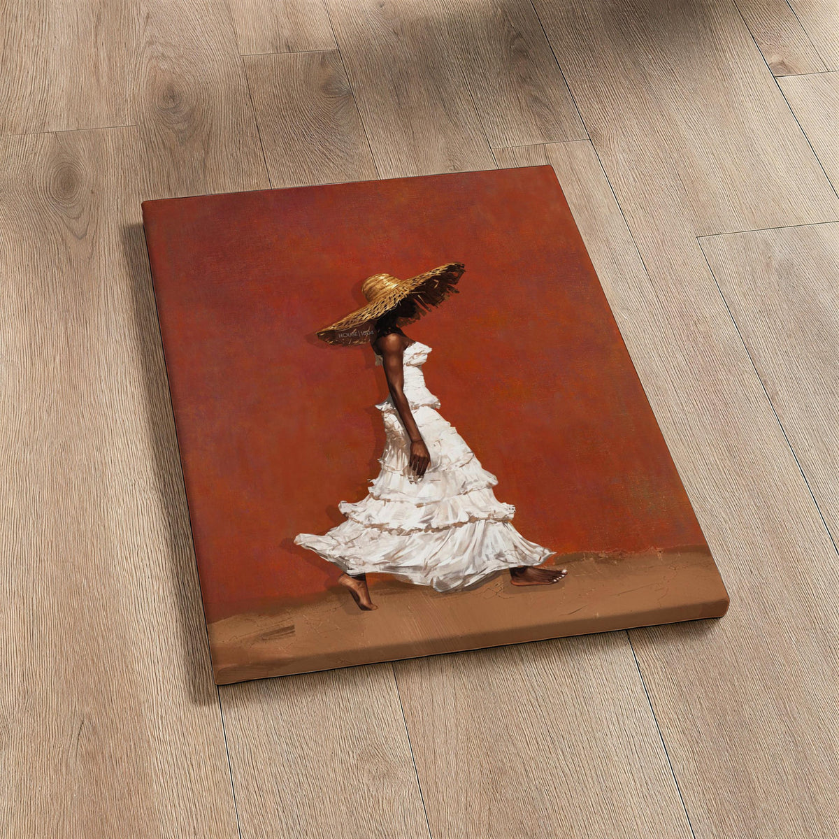 Afrocentric Wall Art, Terracotta Black Woman Portrait Canvas | Framed Unframed