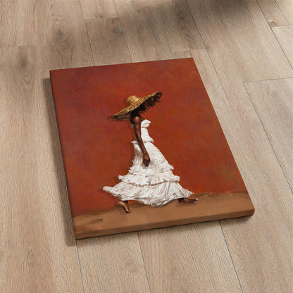 Afrocentric Wall Art, Terracotta Black Woman Portrait Canvas | Framed Unframed