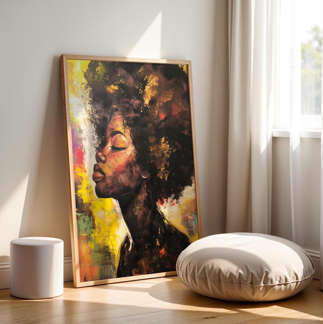 Afro Art Wall Print, Colorful Black Women Canvas, Black Woman Art, Modern Afrocentric Art, African Wall Decor, Boho Art, Abstract Woman Art