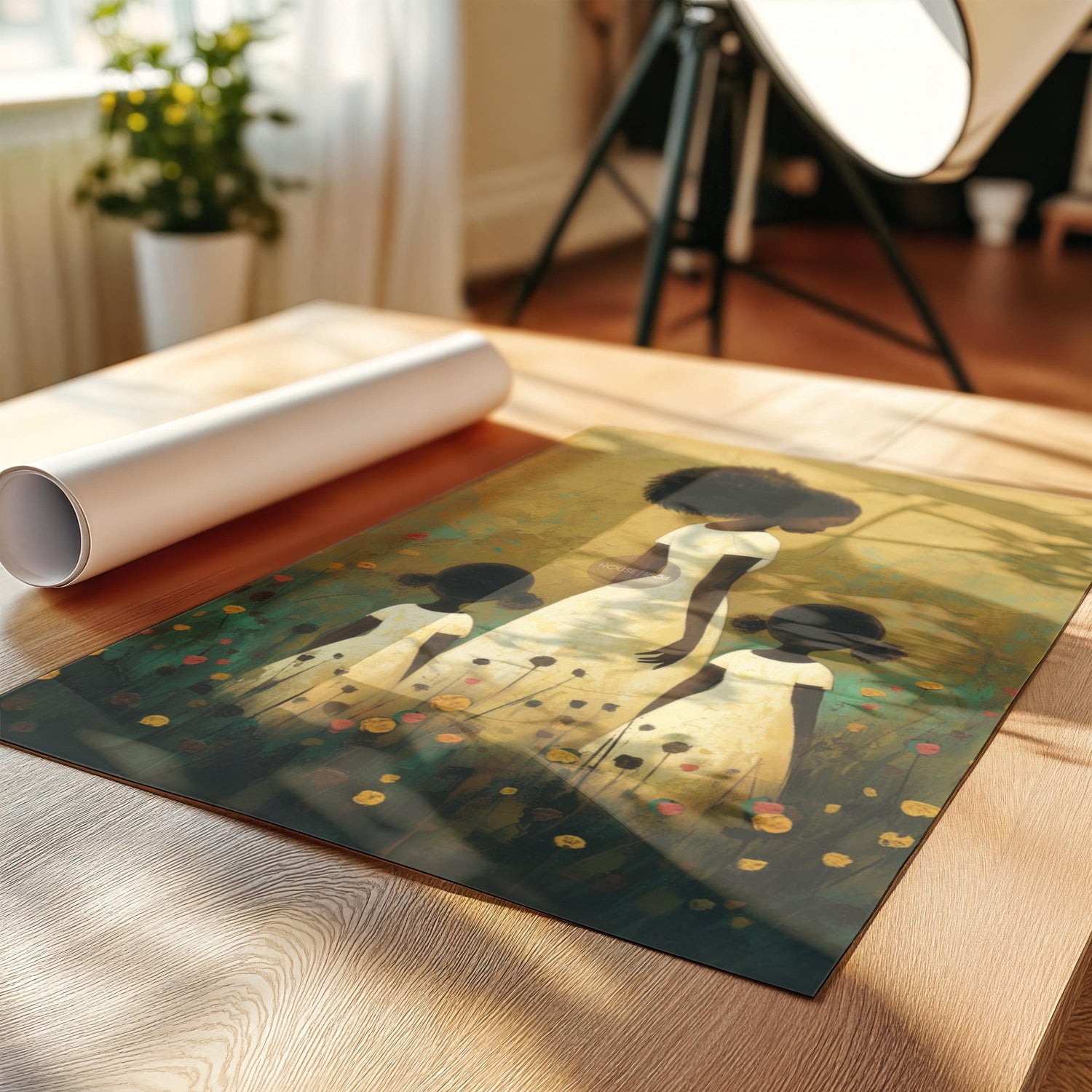 Motherhood Framed Canvas Art, Two daughters