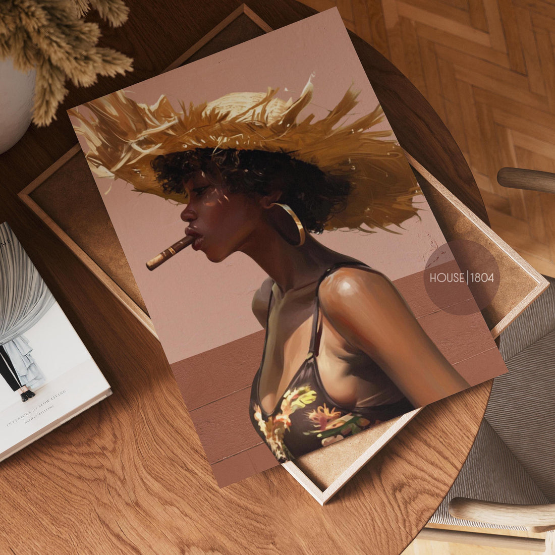Black Woman Art, Black Woman Decor, Black Woman Gift, Black Woman Hat Portrait, Gift For Black Woman, Black Girl Art Print, Caribbean Art
