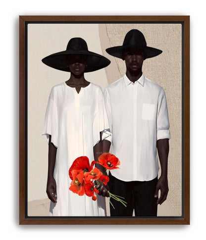 Afrocentric Couple Art Print: Black Love, Modern Poppies