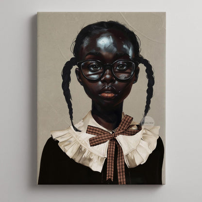 Black Girl Art Print | School Girl Framed Canvas Wall Art