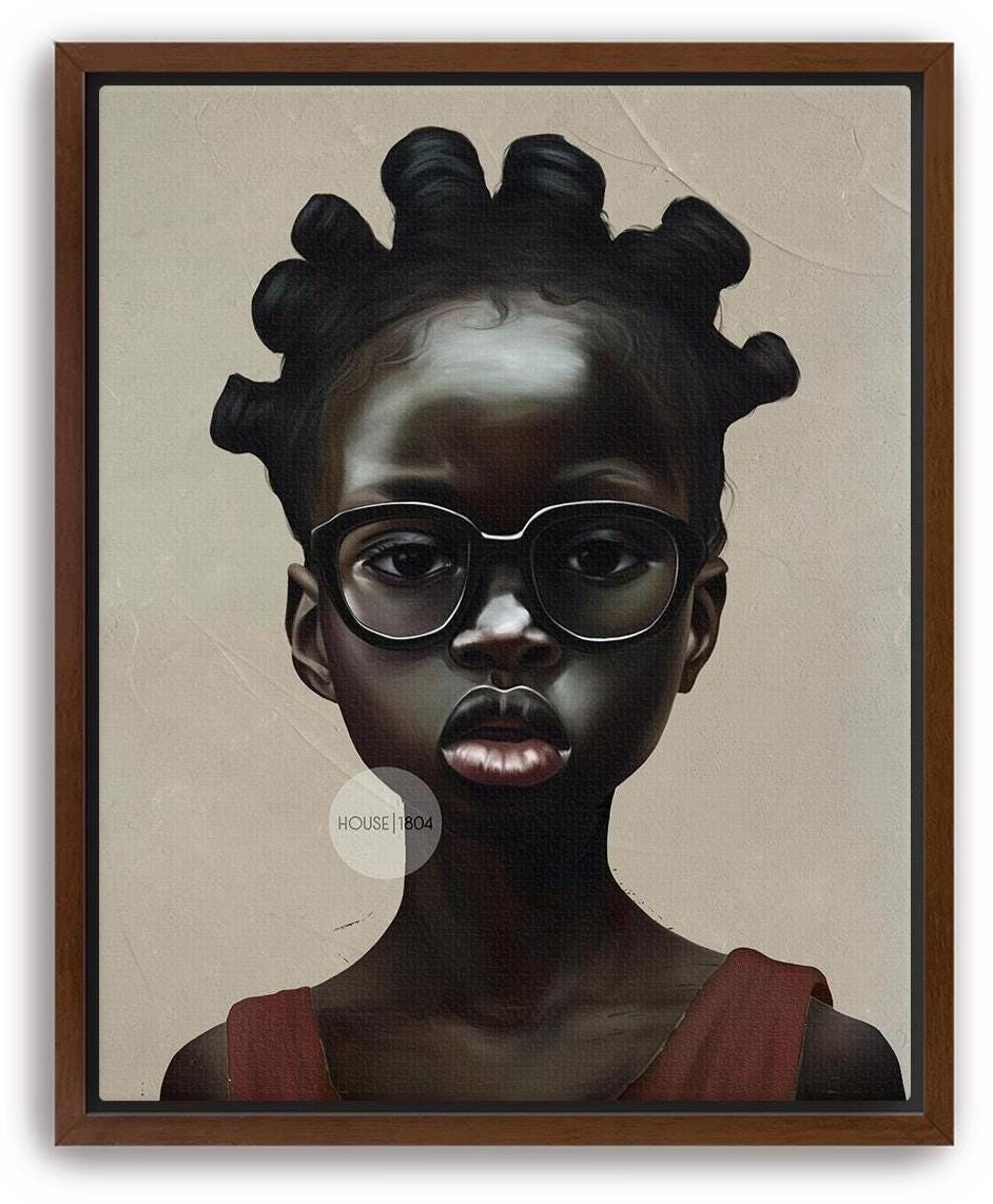 Afrocentric Canvas Art – Black Child Portrait Framed Bold Kids Room Decor
