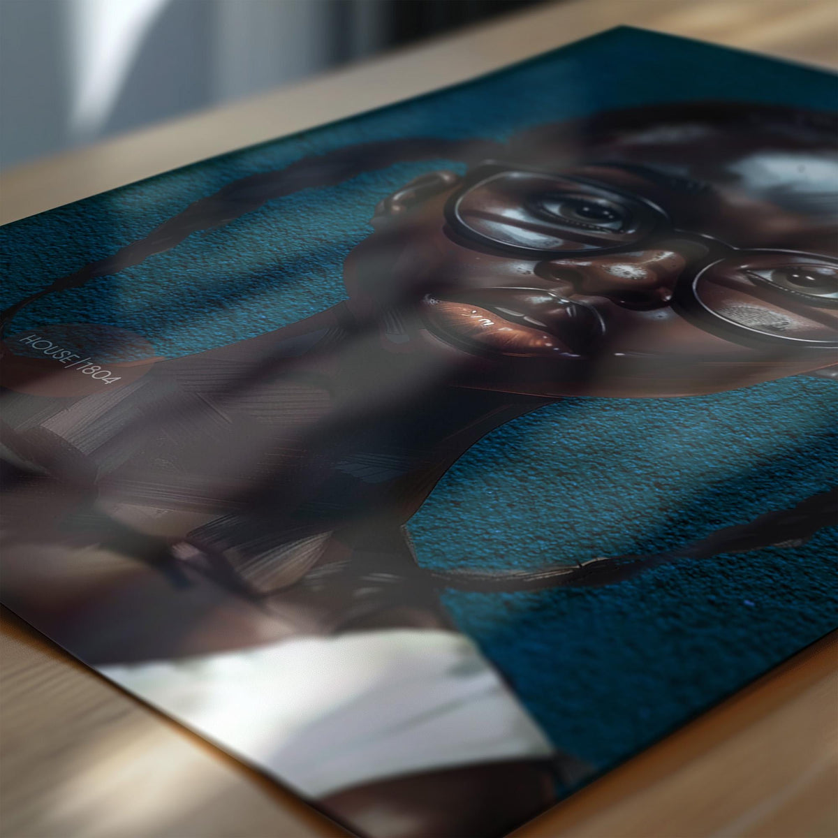 Black Girl Art Print, Little Black Girl Blues Portrait, Pigtails.