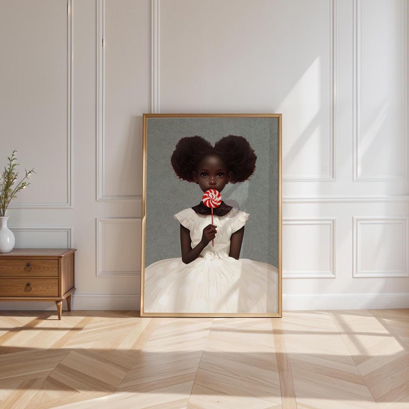 Black Kids Wall Art, Cute Black Girl Nursery Art, Black Toddler Room Art