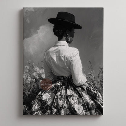 Black and White Harlem Renaissance Art Print: Victorian Afrocentric Artwork