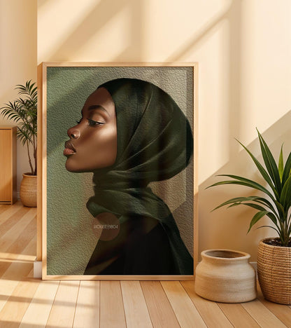 Muslim Black Woman Canvas Art Modern