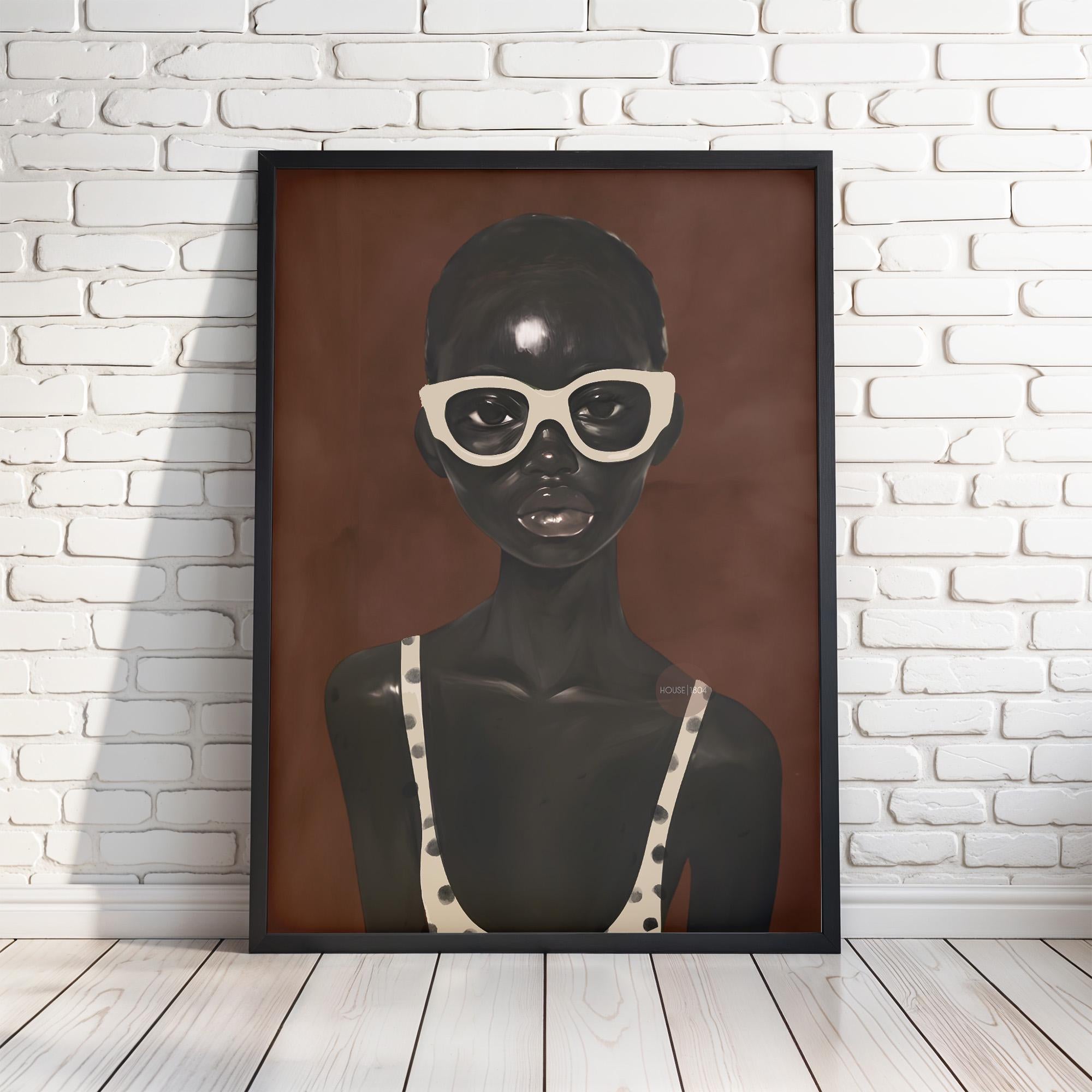 Abstract African Woman Art Print: Modern Afrocentric Portrait