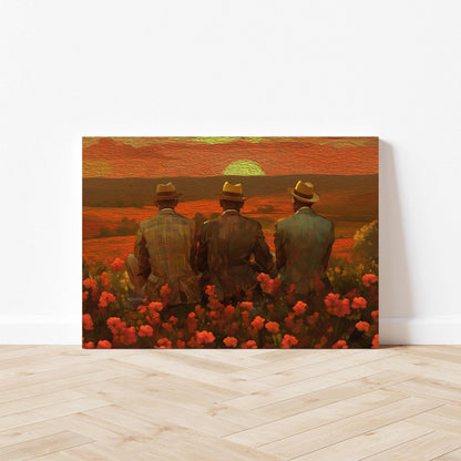 African American Man Canvas, Black Brothers Art, Black Men Wall Art, Brotherhood Art Print, Vintage Style Brotherhood Portrait