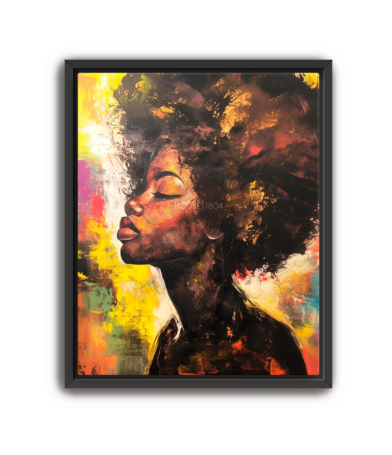 Afro Art Wall Print, Colorful Black Women Canvas, Black Woman Art, Modern Afrocentric Art, African Wall Decor, Boho Art, Abstract Woman Art