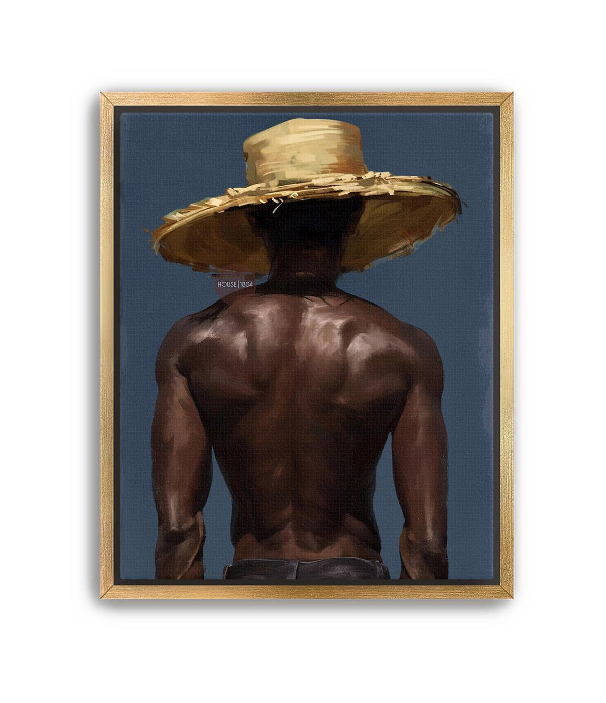 Afro Caribbean Wall Art, Island Black Man Portrait, Deep Blue Sea