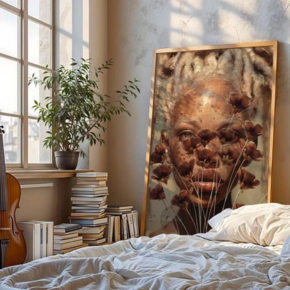 Black Woman Locs Artwork: Modern African American Print