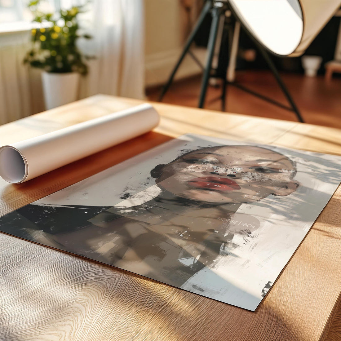 Bald Black Woman Art: Modern Abstract Butterfly Canvas Print