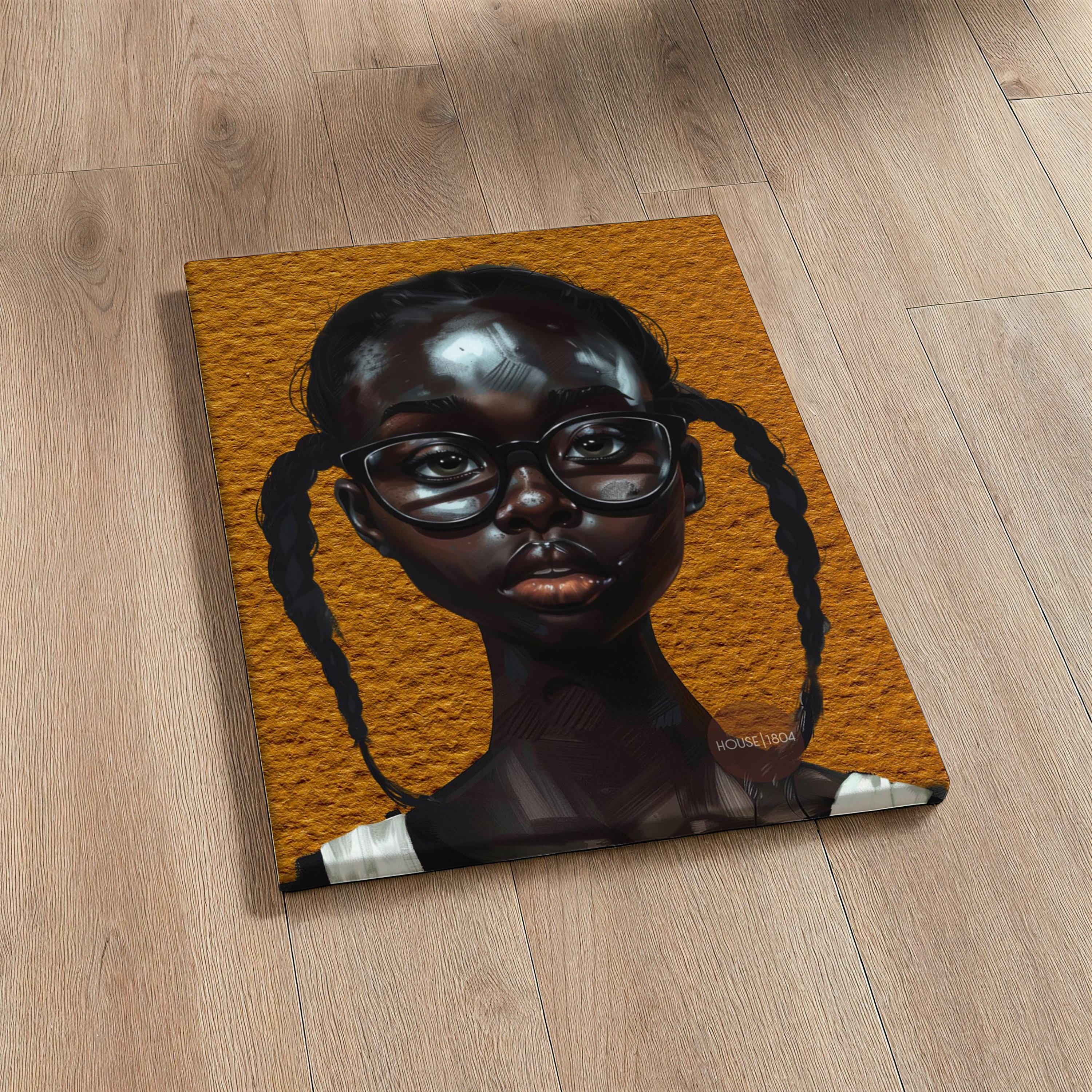 Melanin Art Print - Black Girl Canvas Bold Yellow Art on Hand Stretched Canvas