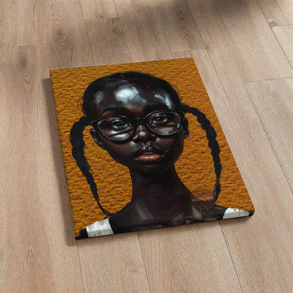 Melanin Art Print - Black Girl Canvas Bold Yellow Art on Hand Stretched Canvas