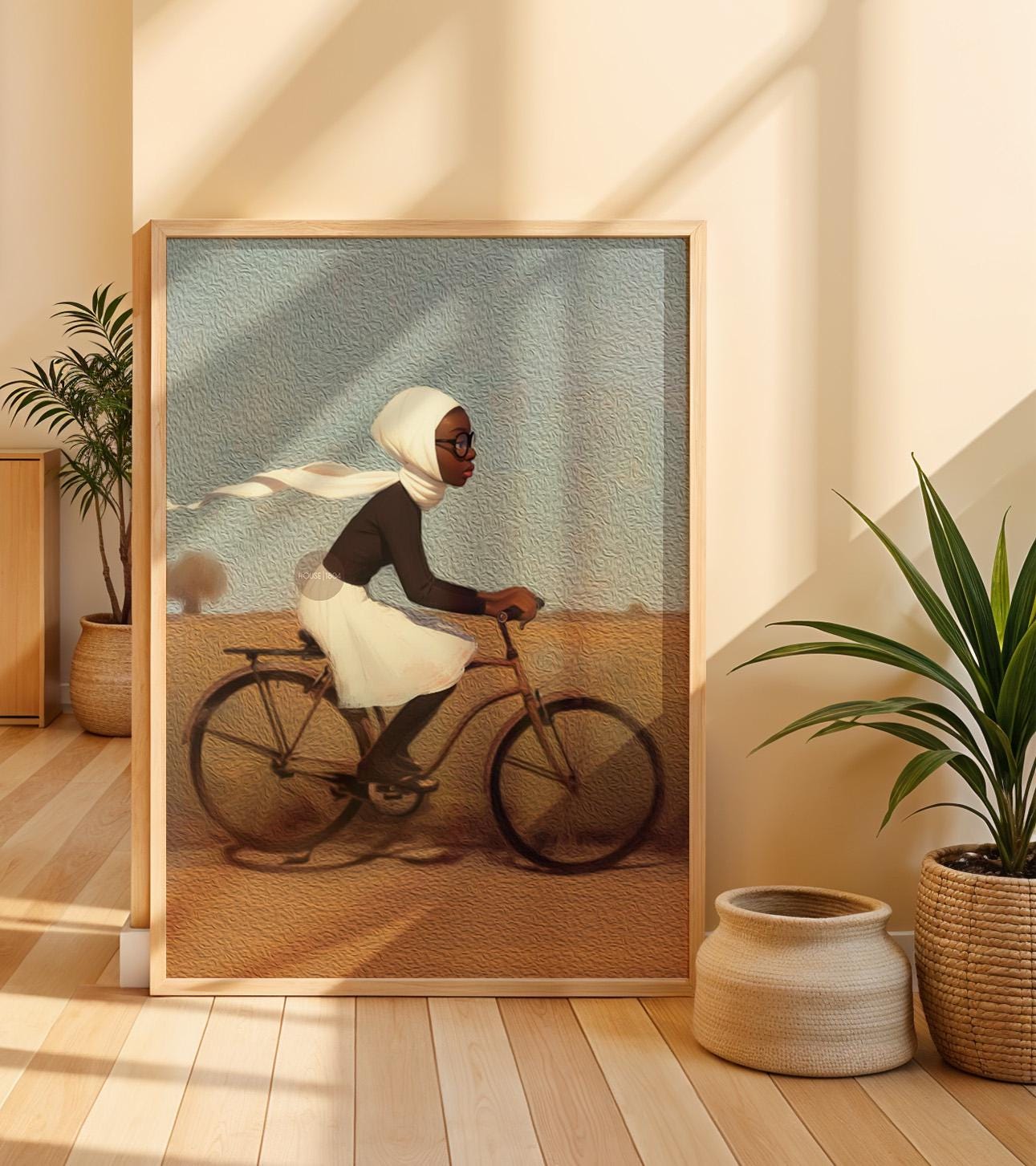 Whimsical Black Girl Framed Canvas Art
