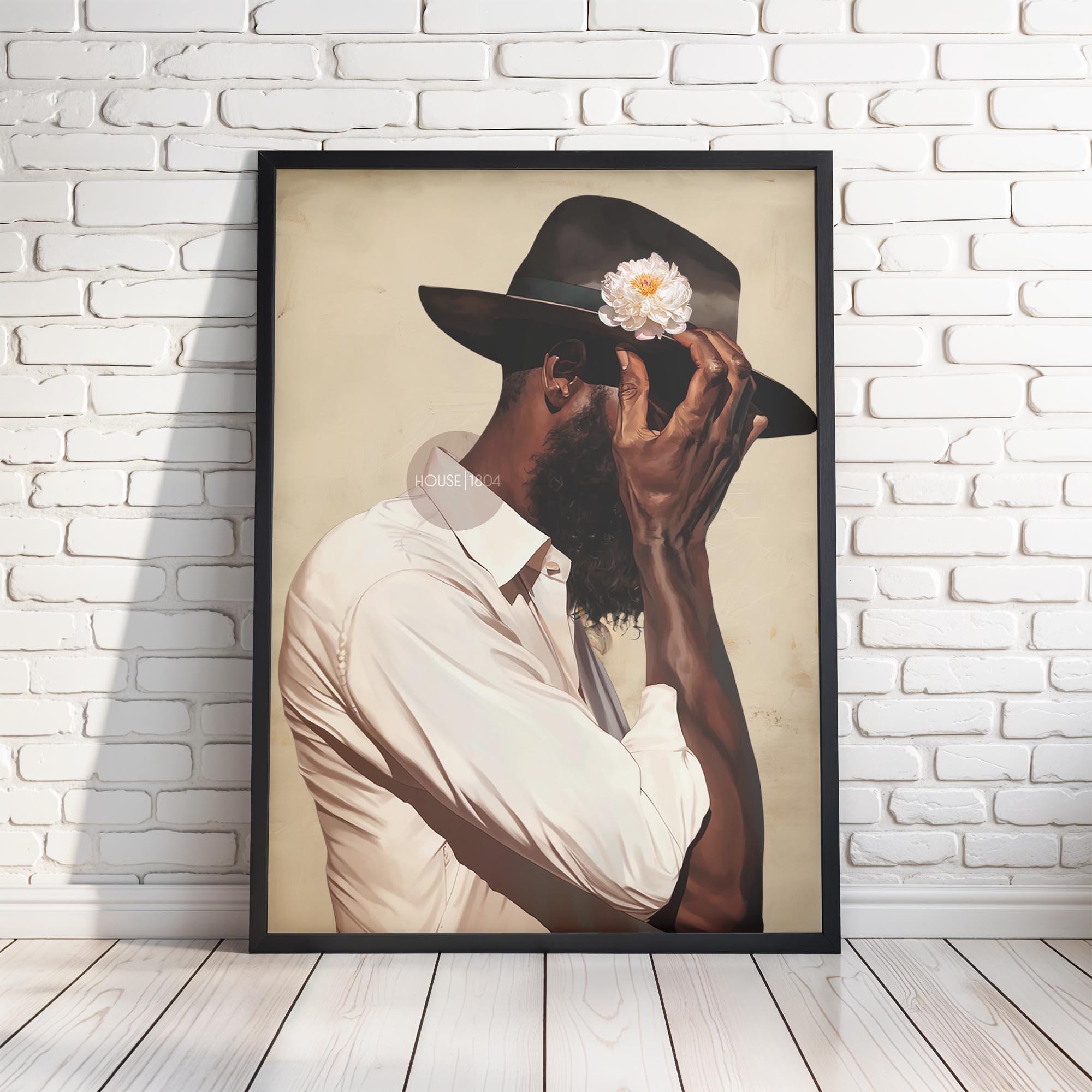 Black Man Portrait Art: Harlem Renaissance Art Print, Beige Background