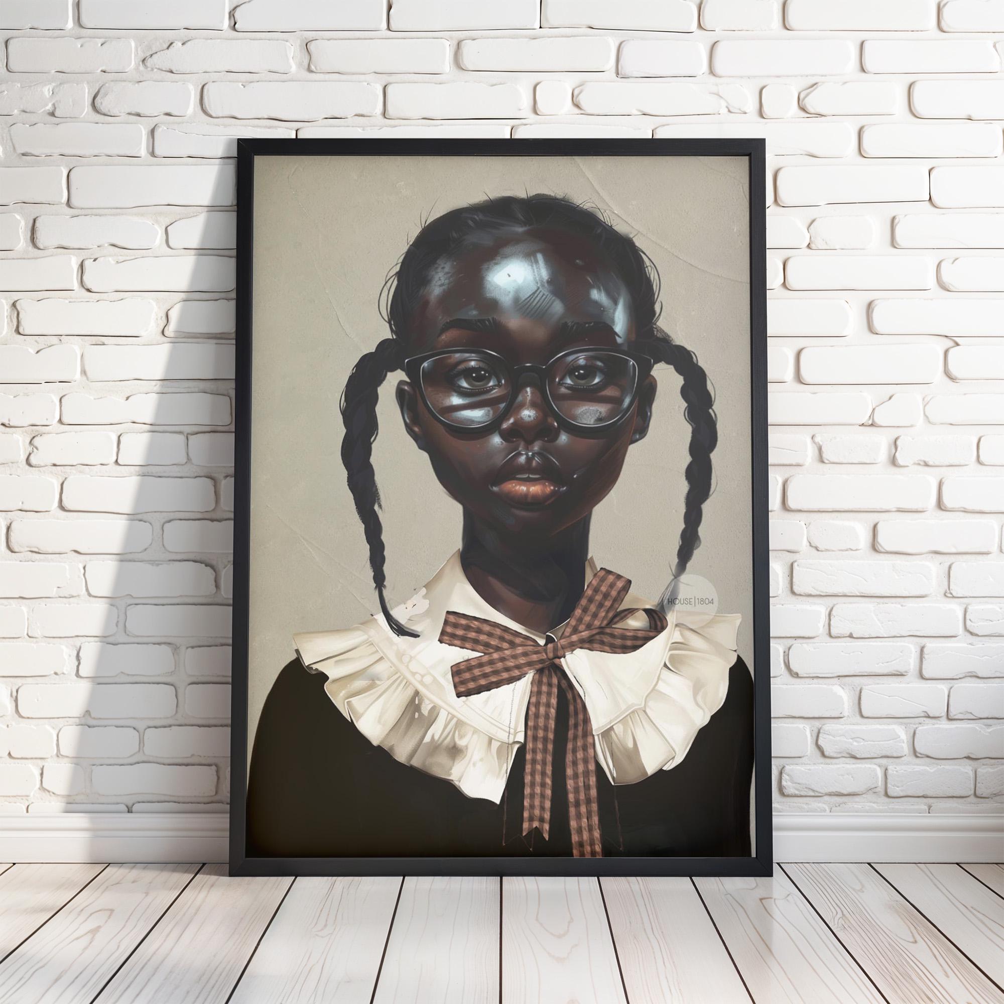 Black Girl Art Print | School Girl Framed Canvas Wall Art