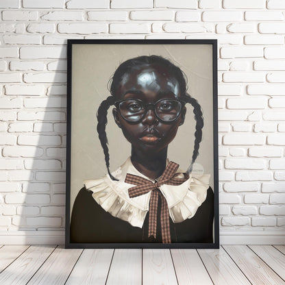 Black Girl Art Print | School Girl Framed Canvas Wall Art