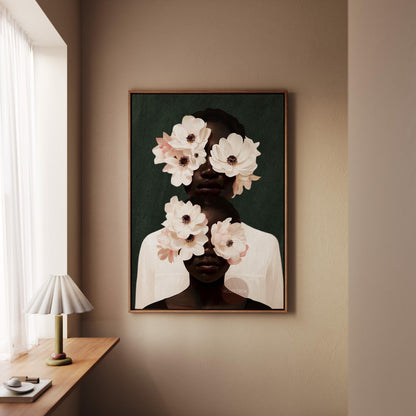 Black Mother and Daughter Canvas Wall Art: Motherhood, African American Family