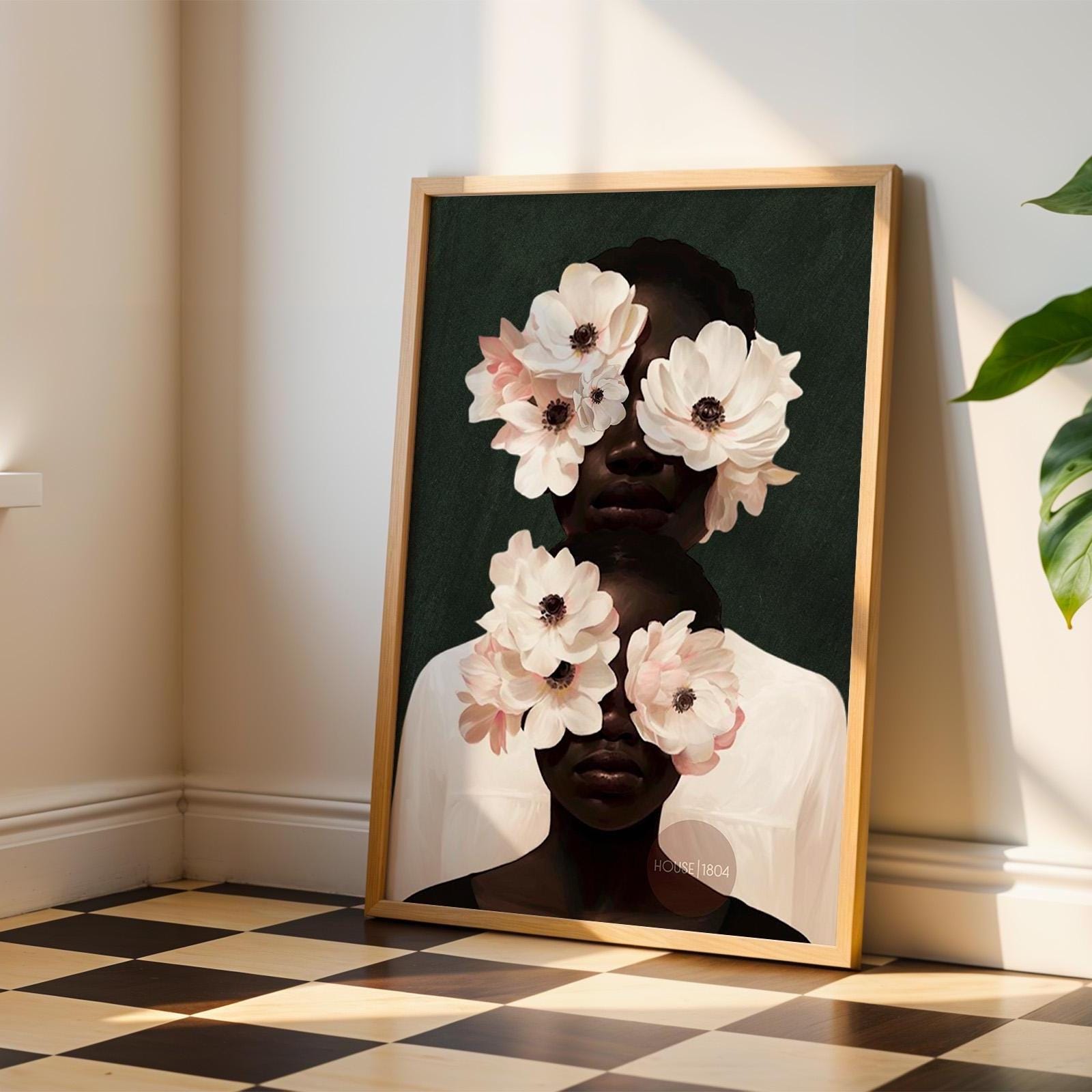 Black Mother and Daughter Canvas Wall Art: Motherhood, African American Family