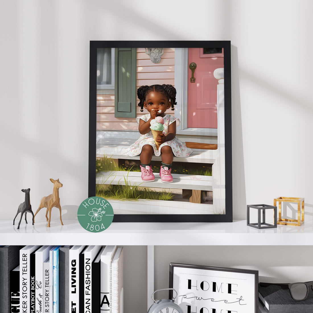 Black Girl Wall Art, Ice Cream Art Print, Black Girl Art Print, Black Boho Wall Art, Black Art Canvas Wall Art, Kids Room Wall Art, Kids Art