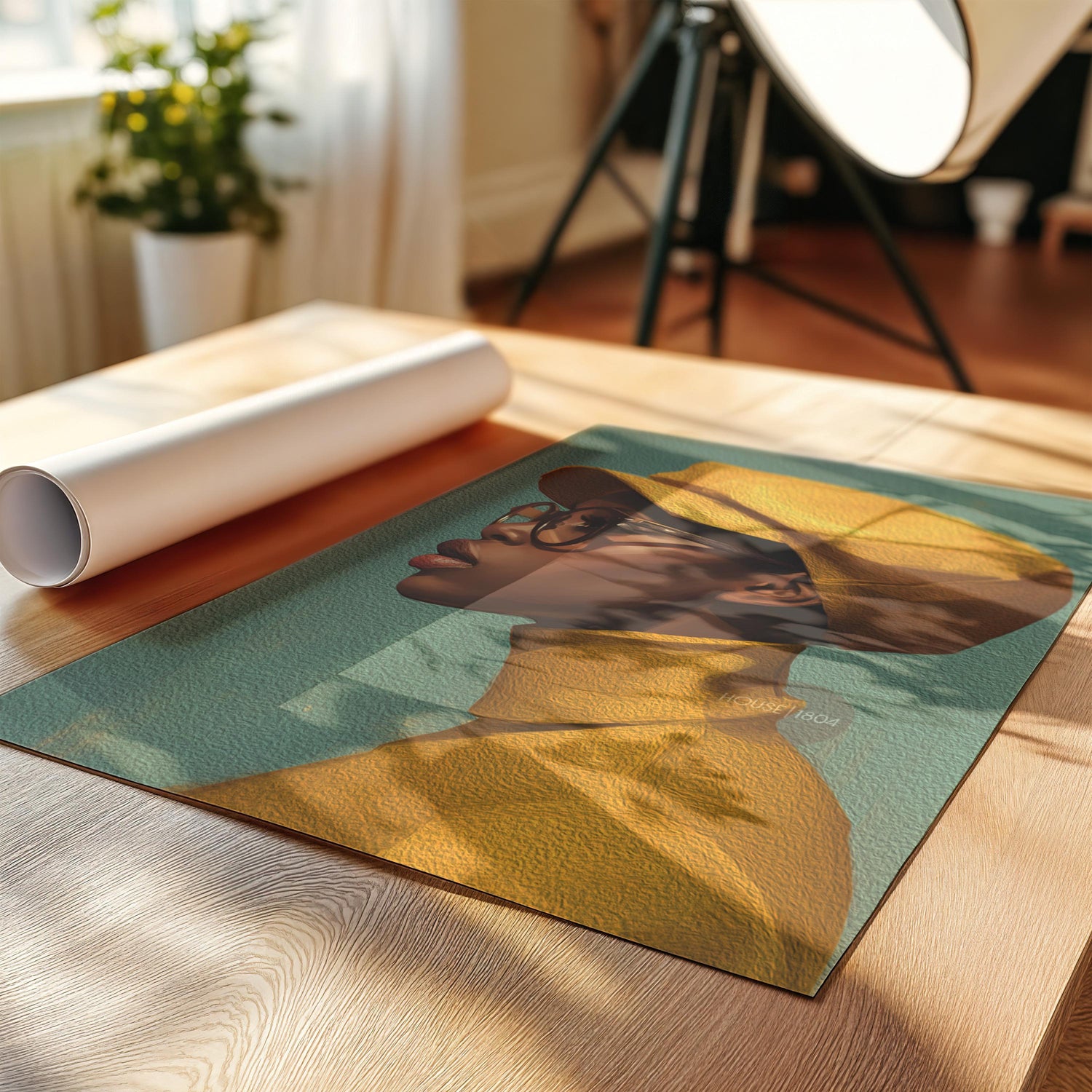 Urban Black Woman Art Print, Bold Yellow &amp; Green, Modern Canvas Wall Decor