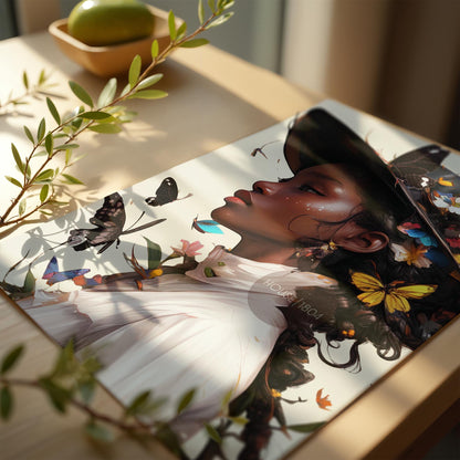 Black Woman Floral Wall Art Print