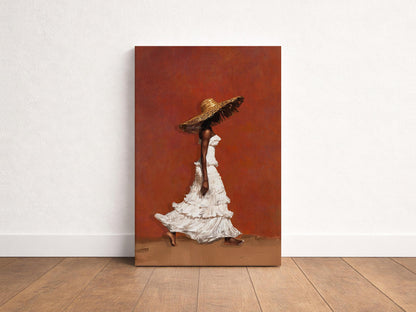 Afrocentric Wall Art, Terracotta Black Woman Portrait Canvas | Framed Unframed