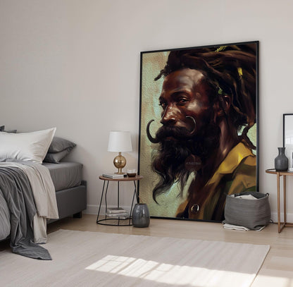 Black Earthy Art, Afrocentric Black Man Art, African-American Man Art, Black Man Art, Black Boy Art, Black Art Hair Locs, Masculine Wall Art