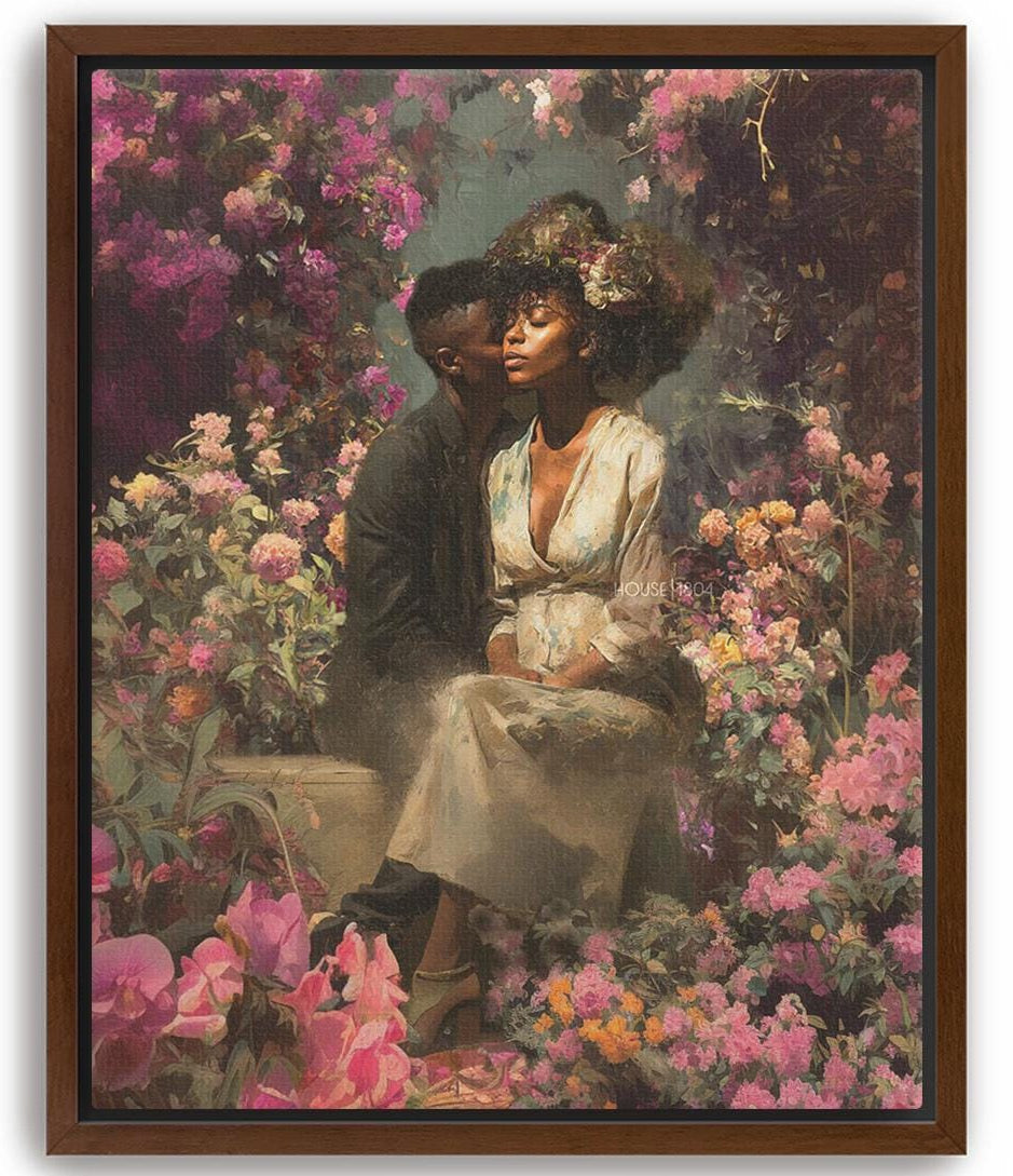 Black Couple Art Print: Vintage African American Love Canvas