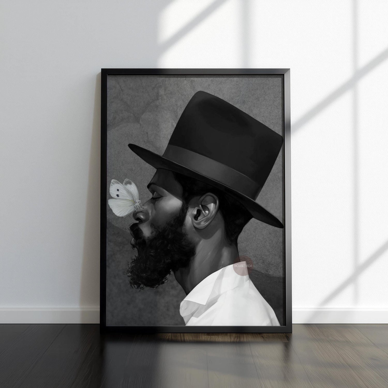 African American Man Portrait Print: Black White Modern Canvas Art