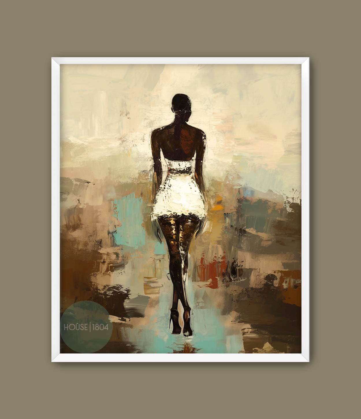 Black Woman Silhouette Art, Black Woman Art, Modern Afrocentric Art, African Wall Decor, Boho Art, Bald Black Woman Art Work, Abstract Woman