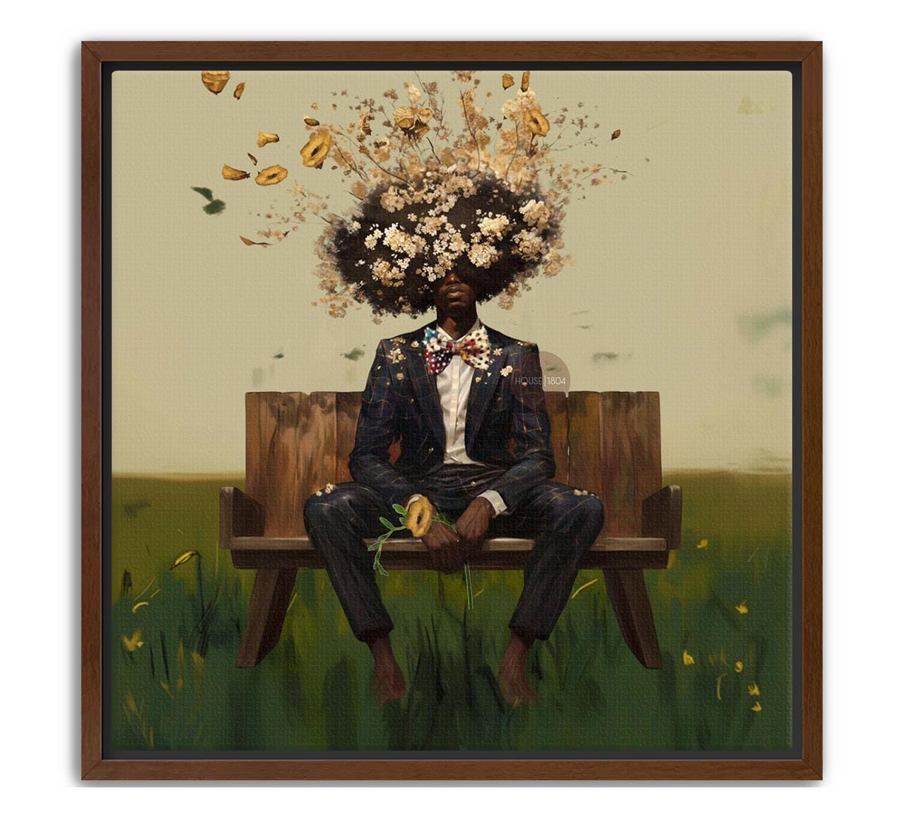 Black Man Afro Art: Square Art Print, Black Man Canvas Wall Art, Abstract Male Portrait Art