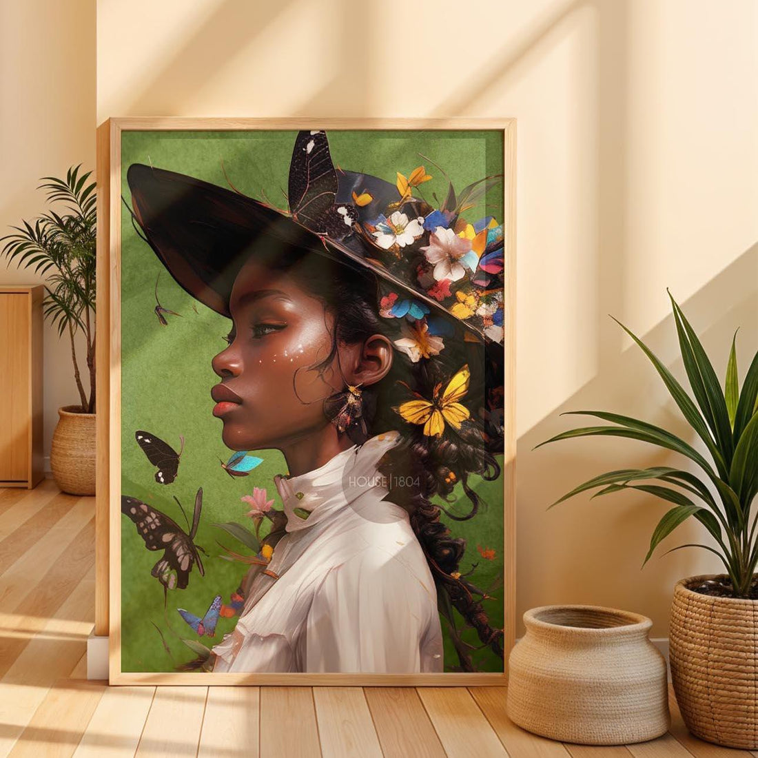 Colorful Black Woman Framed Canvas Wall Art Print