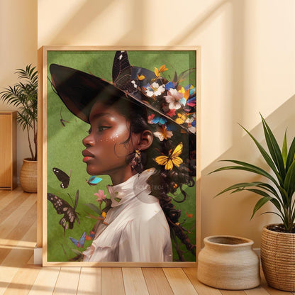 Colorful Black Woman Framed Canvas Wall Art Print