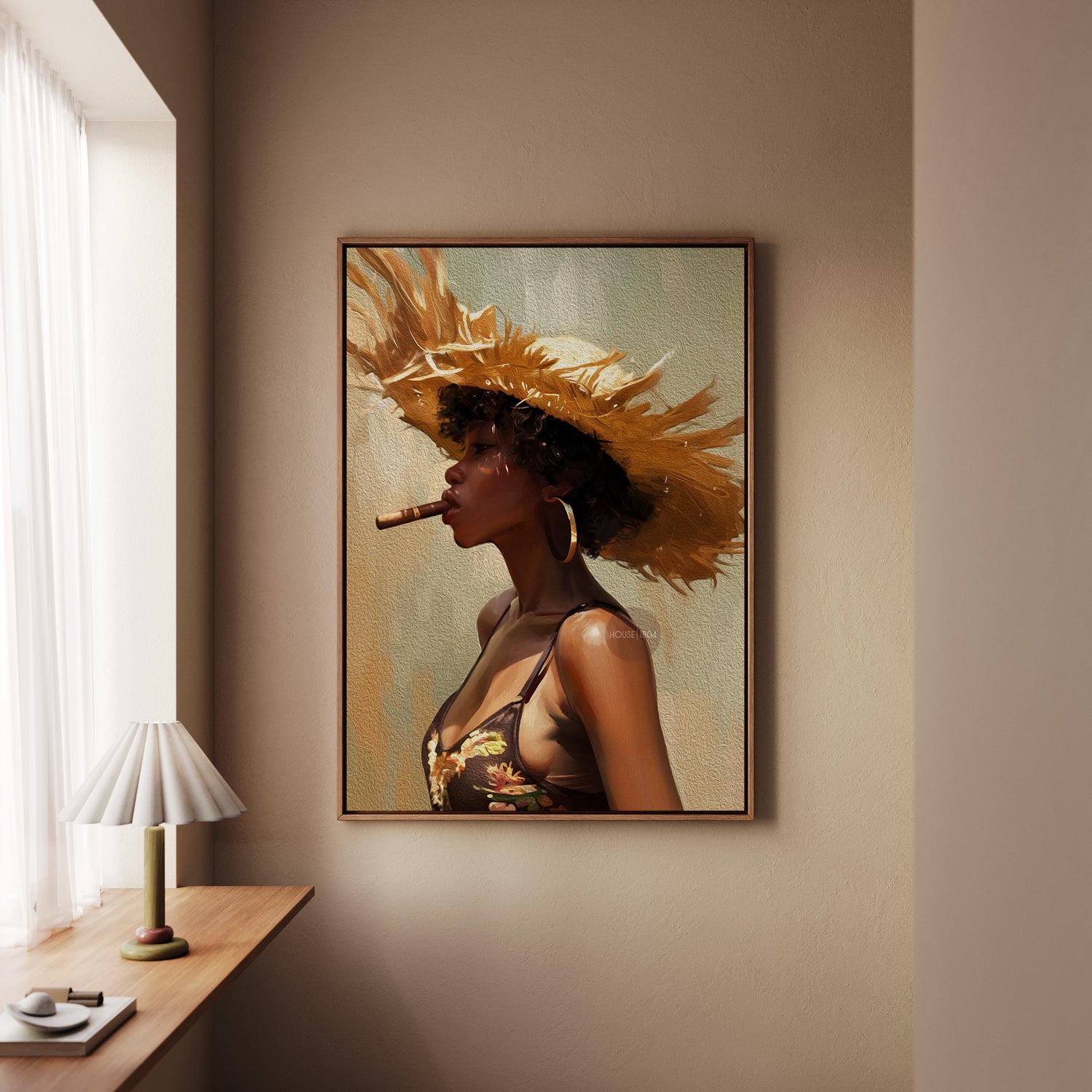 Caribbean Woman Smoking Cigar Canvas