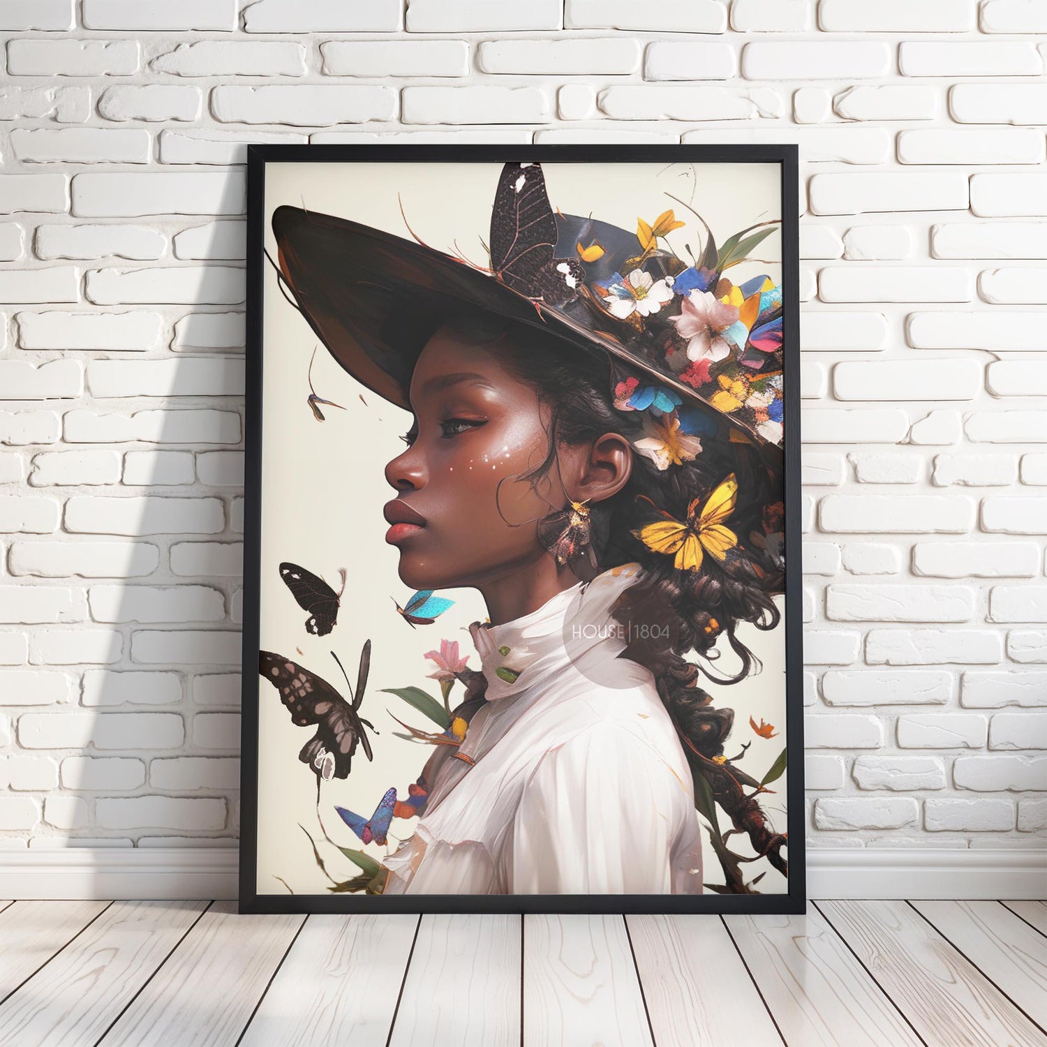 Black Woman Floral Wall Art Print