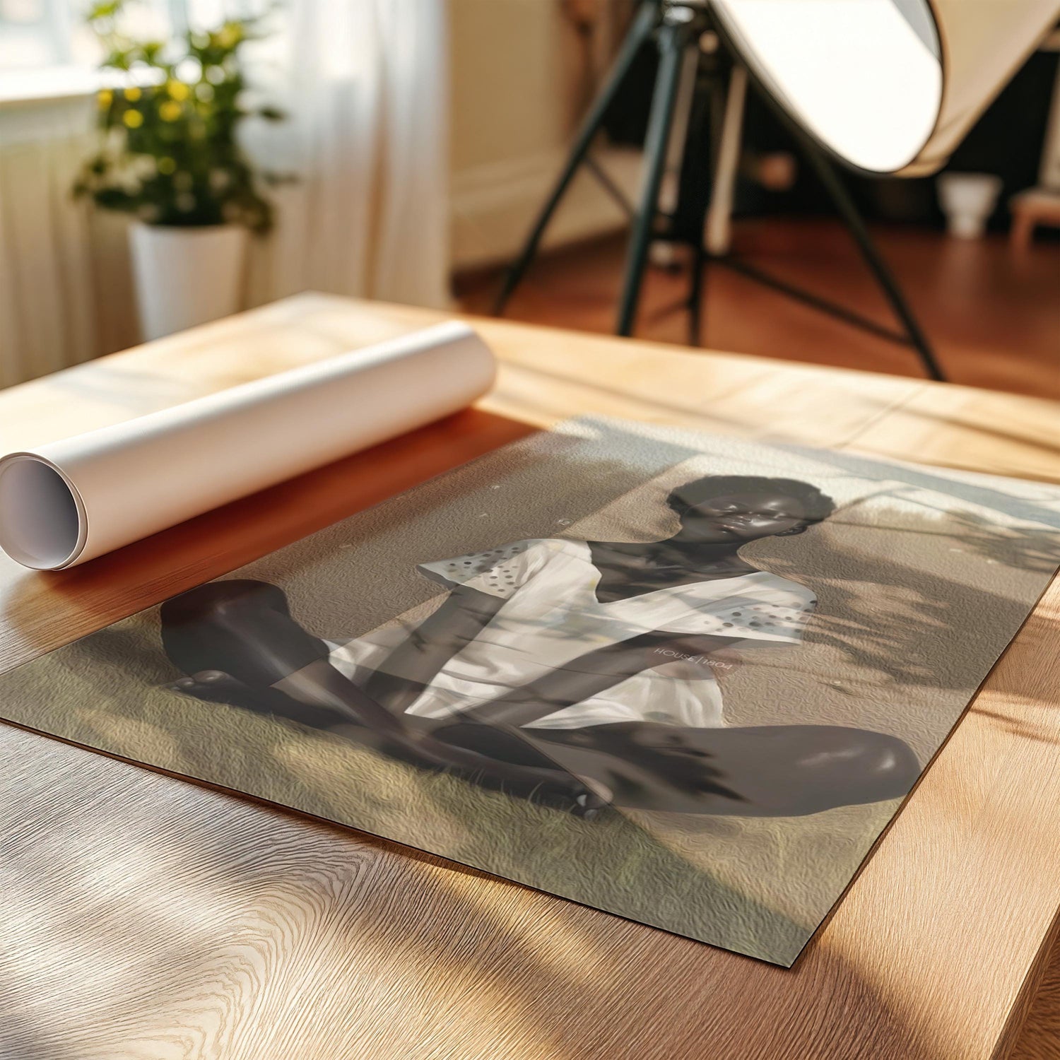 Black Woman Relaxing Wall Art – Afrocentric Canvas, Melanin Decor, Beige Luxury Print